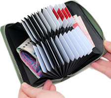 RFID Blocking 24 Slot Credit Card Holder Wallet Real Leather Multi Card Organize
