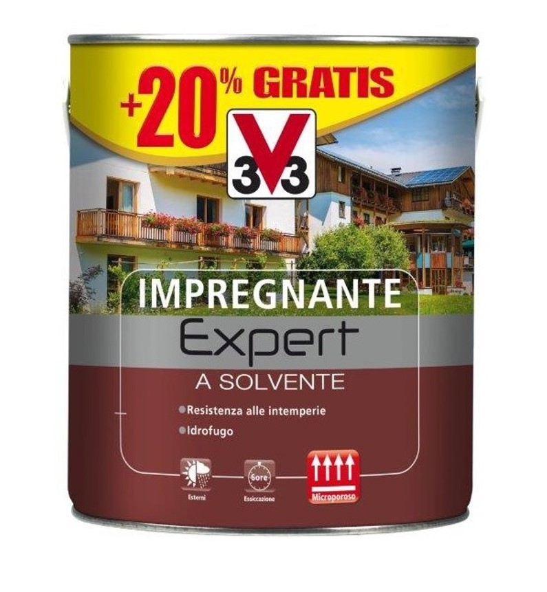 V33 impregnante a solvente noce medio 3 litri expert satinato