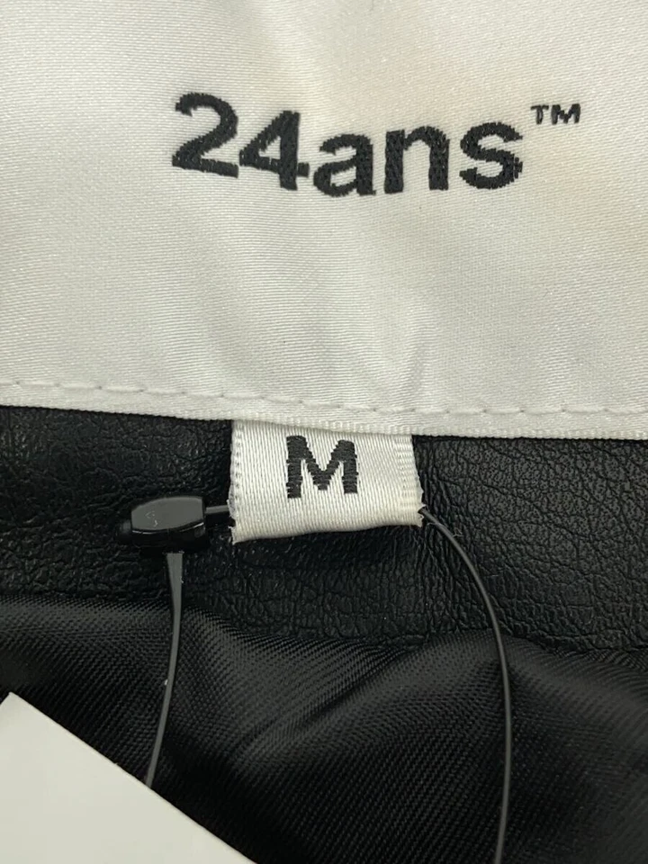 24Ans/Back Open Leather Design Jacket/M/Cotton/Blk 3612 - Image 4 of 4