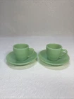 2 Sets Fire King Jadeite Jadite Restaurant Ware Demitasse Demi Cup & Saucer Set