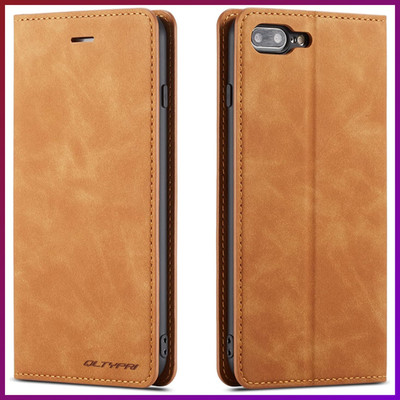 Handyhülle für iPhone 7 Plus 8 Plus, Dünne Ledertasche mit Kartenfach
