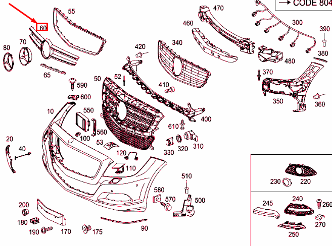 MERCEDES-BENZ CLS C218 Radiator Grille Cover Trim A2188851022