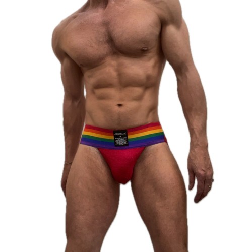 Jockmail Mens Jockstrap Rainbow Pride 3" Waist Sexy Jock strap Underwear - Picture 11 of 38
