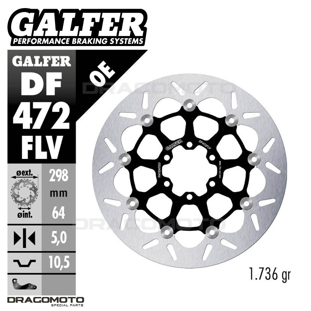 INDIAN CHIEFAIN DARK HORSE 2016 DF472FLV brake disc front galfer floating