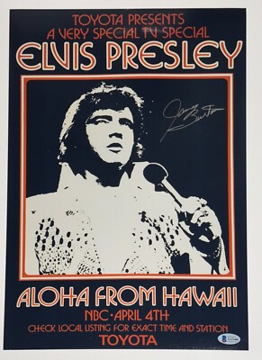 James Burton Signed Elvis Presley 11x17 Concert Poster Photo