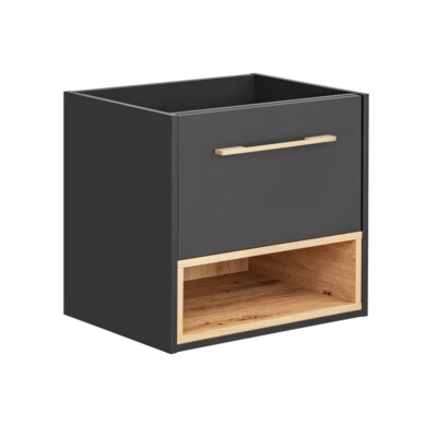 Waschtischunterschrank Waschtisch 60cm anthrazit Eiche Badmöbel Badezimmer Bad