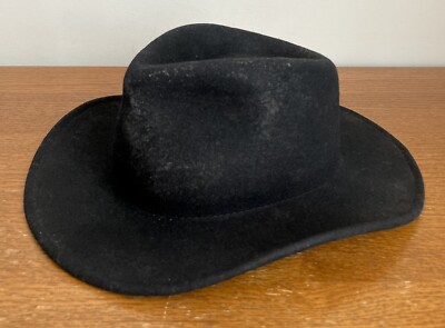 Bad Hatter Dude Black Felt Fedora Cowboy Hat Soft Supple Size Large 23.25  READ