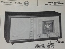 Original Sams Photofact Manual ARVIN 858T, 859T CH.RE374  261 