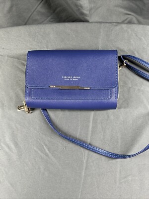 Forever Lovely Design For Madley Wallet Clutch Purse Blue Crossbody Faux Leather