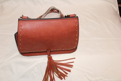 Jen & Co Brown Gold Bag Rose Clutch Both Aztec Shoulder Straps Hand Strap Clutch