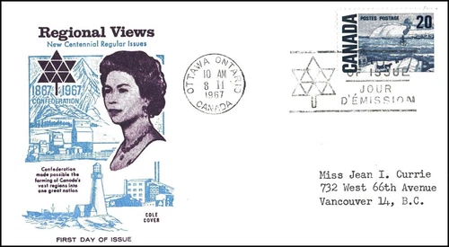 Canada FDC - 1967 - Centennial Issue $0.20, Scott # 464, Cole Cover