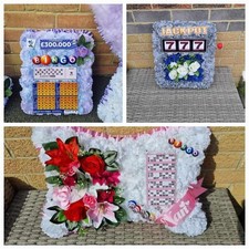 BINGO  777 jackpot Pillow  Silk Artificial Funeral Flowers Wreath Grave Tribute