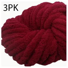 3 PACK - Crimson Red Chenille Chunky Yarn 95 ft 31.7 yd