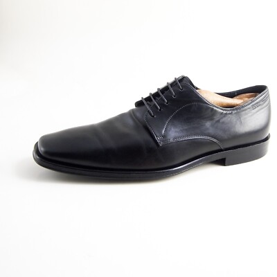 Hugo Boss Black Leather Derby Oxford size 8.5 BOSS - Grained-leather Derby shoes with cap toe - Black main image 4