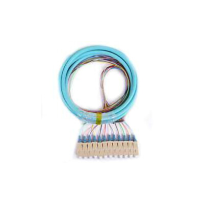12 Strand Fiber Pigtail 50/125 Multmode (Aqua Boot) OM3 SC/PC 3 meter