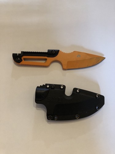 511 Logo Tactical Fixed Blade Knife With Black Sheath Belt Clip Orange Blade - Picture 8 of 10