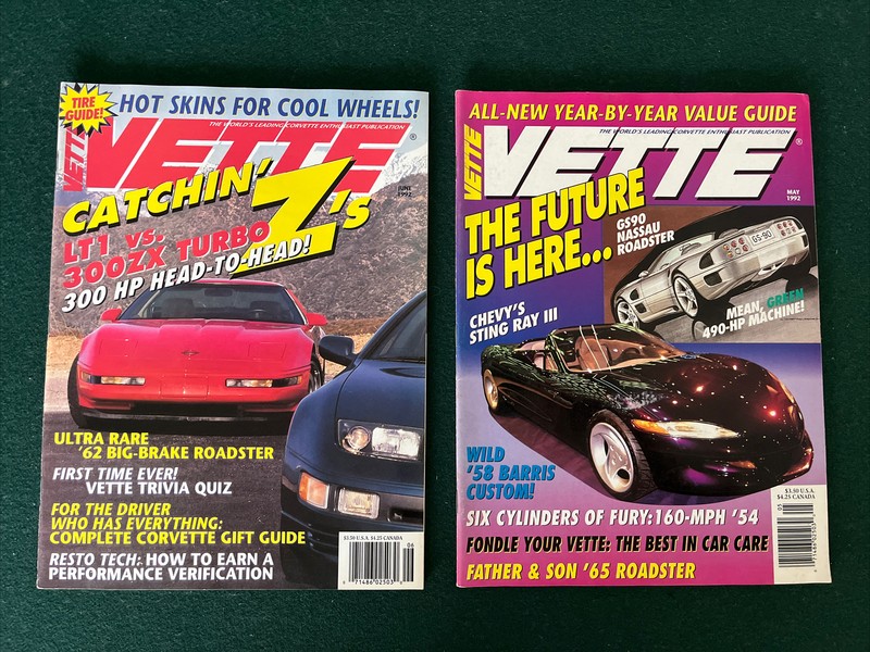 Vintage Corvette Vette Car Magazines May June 1992 Issues Lot Of 2 