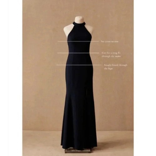 NWT Anthropologie BHLDN Juliana Montreal Maxi Dress Navy Blue Long Halter Size 4 - Picture 4 of 10