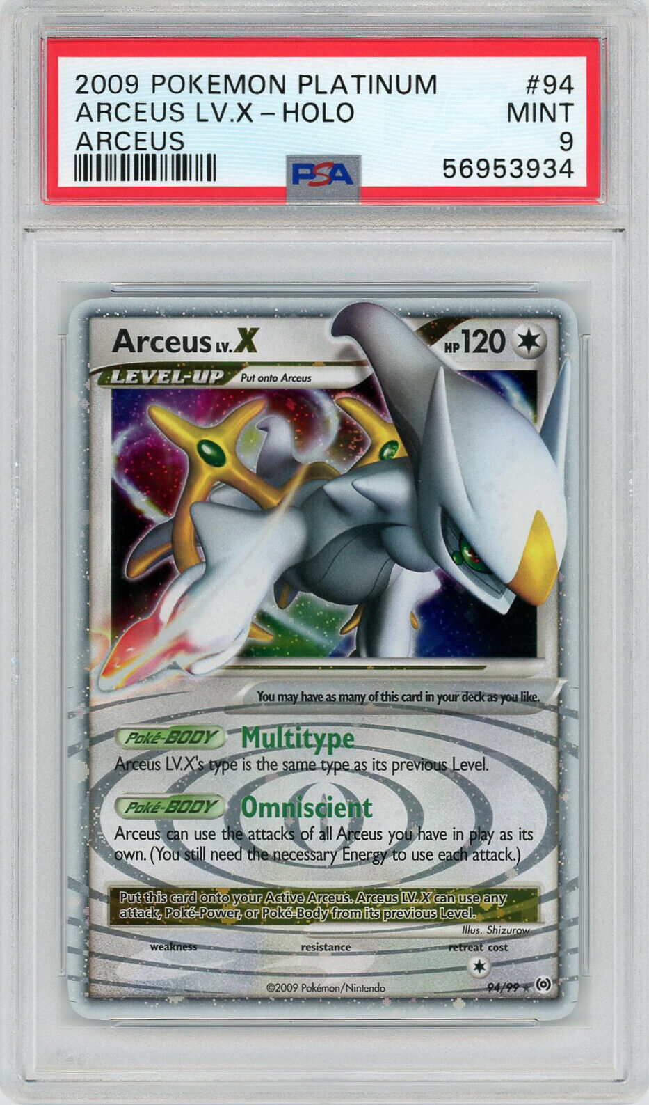 2009 Pokemon Platinum Arceus Lv.X #94 Arceus - Holo PSA 9 MINT