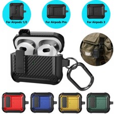 Case Cover For Apple AirPods 2/3 Pro TPU Slim Pouch Skin w/ Carabiner Shockproof