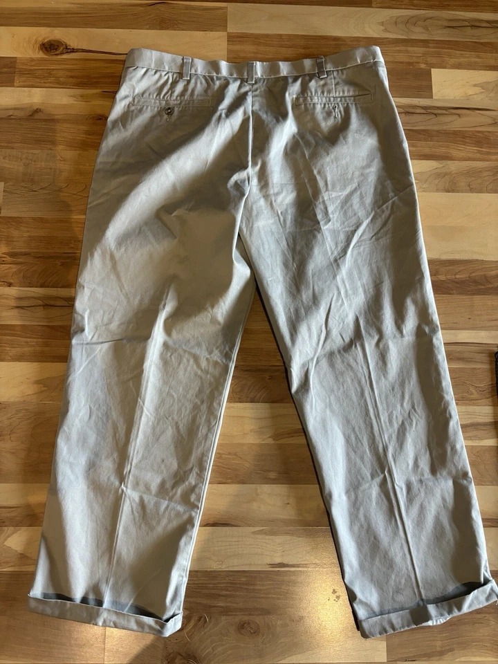 Брюки мужские George хаки 36x32 плиссированные плоские спереди фактические 34x29 - Изображение 2 из 3