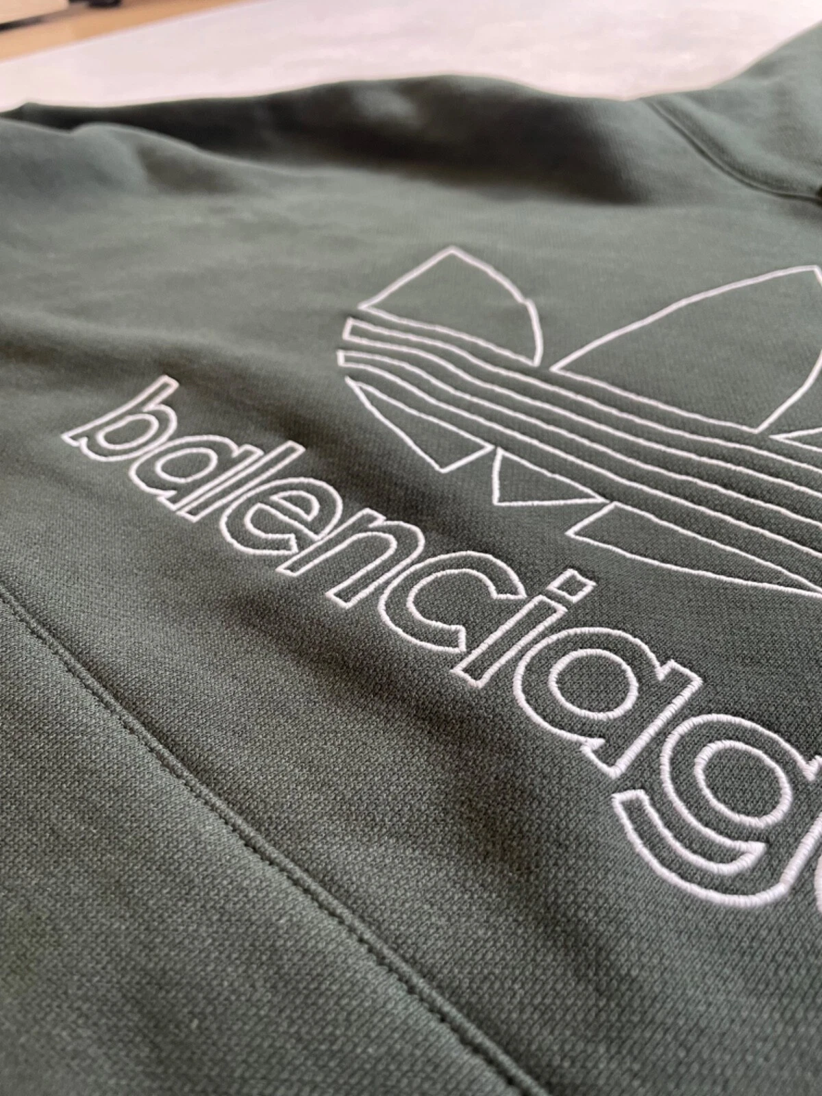 Balenciaga Adidas Felpa con Cappuccio Oversize Logo Ricamato Verde Uomo XL