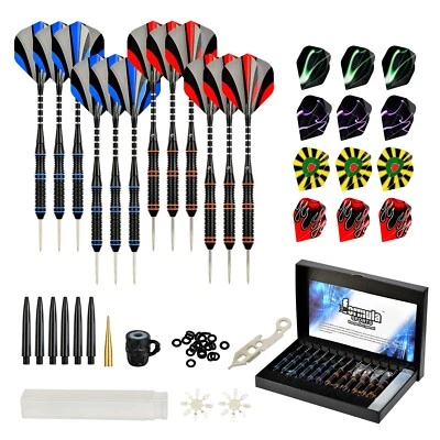 FORMULA Dartpfeile 21＆23g Stahl Dart Set 12 Stück Aluminium Schäften 24 Flights+Sharpene