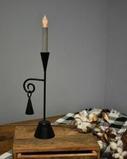 Primitive Antique Style BLACK TAPER CANDLE STICK HOLDER SNUFFER Hook 12" T
