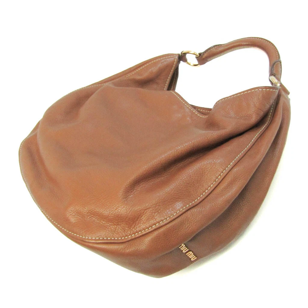 Miu Miu One Shoulder Women's Leather Shoulder Bag,Tote Bag Light Brown BF556844