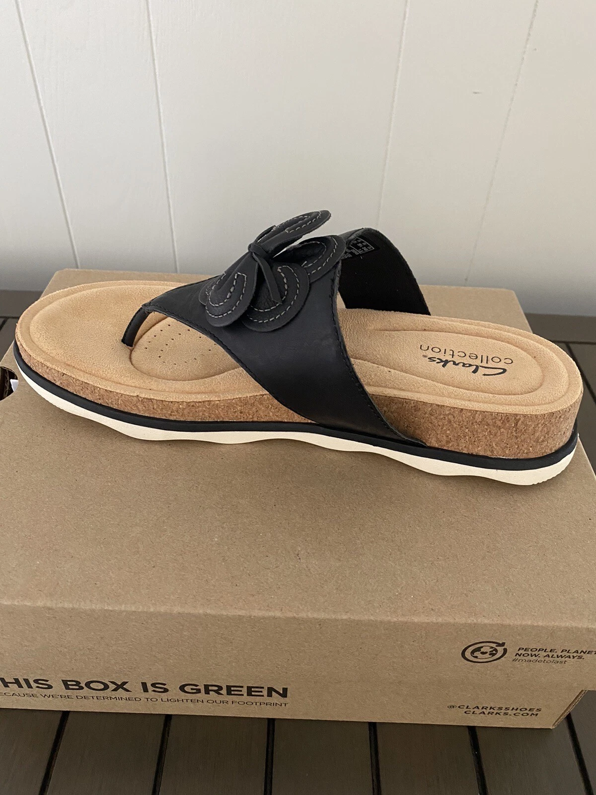 Sandali Clarks donna infradito perizoma stile Brynn taglia US 8 5 M pelle nera