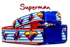 Superman dog collar handmade adjustable buckle collar 1" or 5/8" wide or leash