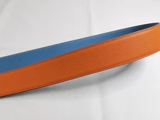 38mm Belt Reversible Leather Luxury Customized Belt Strap Combo Togo Orange/Blue