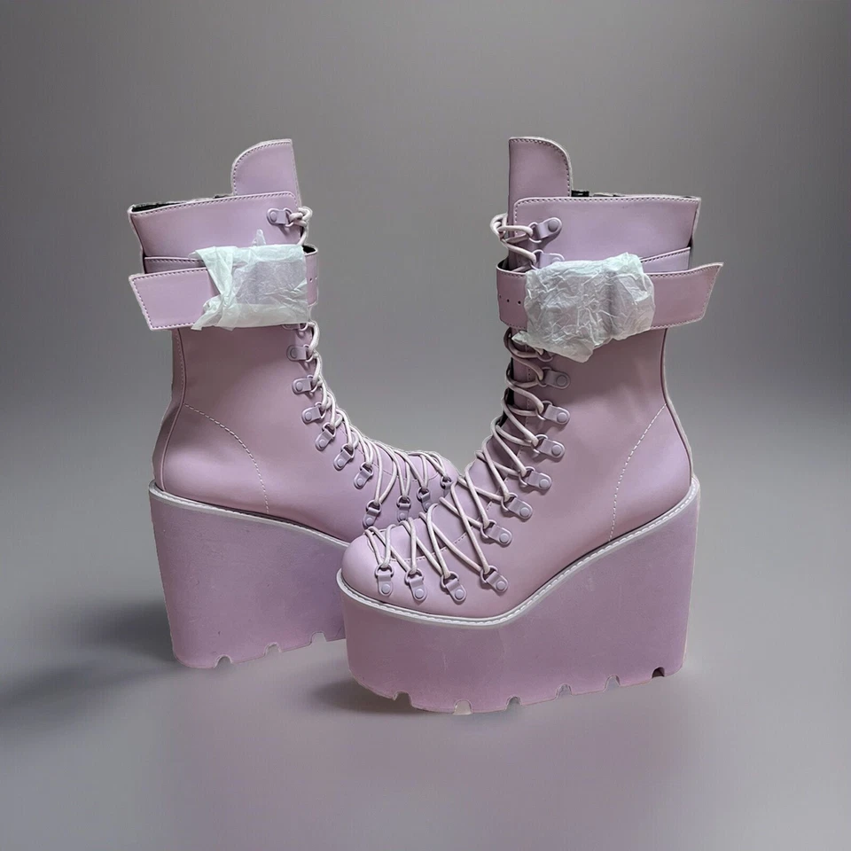 "Botas de combate Sugar Thrillz Traitor plataforma de 6"" apiladas" Foto 4 de 4