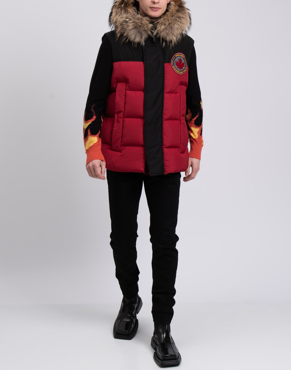 RRP €1085 DSQUARED2 Down Puffer Gilet IT50 US40 L Raccoon