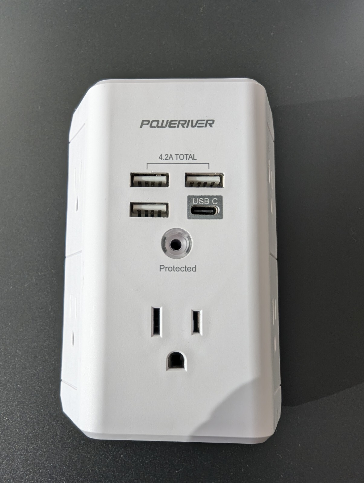 Surge Protector with 4 USB Ports - Multi Outlet Extender for Home, White-image
