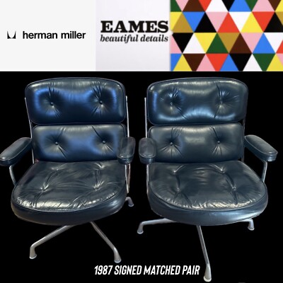 1987 Herman Miller Eames Time Life Chair Leather Knoll Lounge MCM SET MOD Madmen