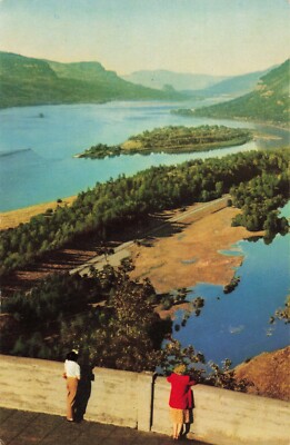 Postcard Columbia River Gorge Crown Point Oregon Cascade Mountains