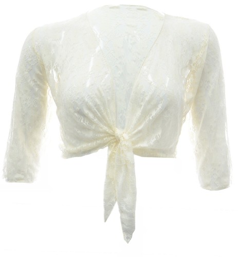 Womens Cream lace shrug bolero soft thin lace short cardi top Ladies Plus  Size | eBay
