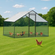 6.5 x 10 FT Metal Chicken Coop Outdoor Large Walk Hen Cage House with Cover