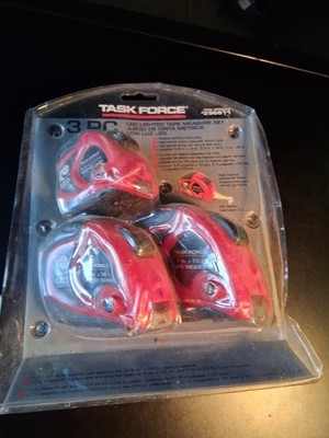 New 3 Pack Task Force 12', 16' and 25'  X 5/8''  LED Lighted Tape Measures