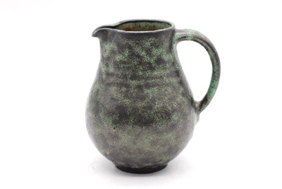 Krug Henkelvase aus Keramik dunkelgrün Fat Lava Vintage WGP H 15 cm