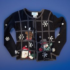 Girl  s Christmas Holiday Sweater Size 7/8 Santa Snowman Windows Adorable