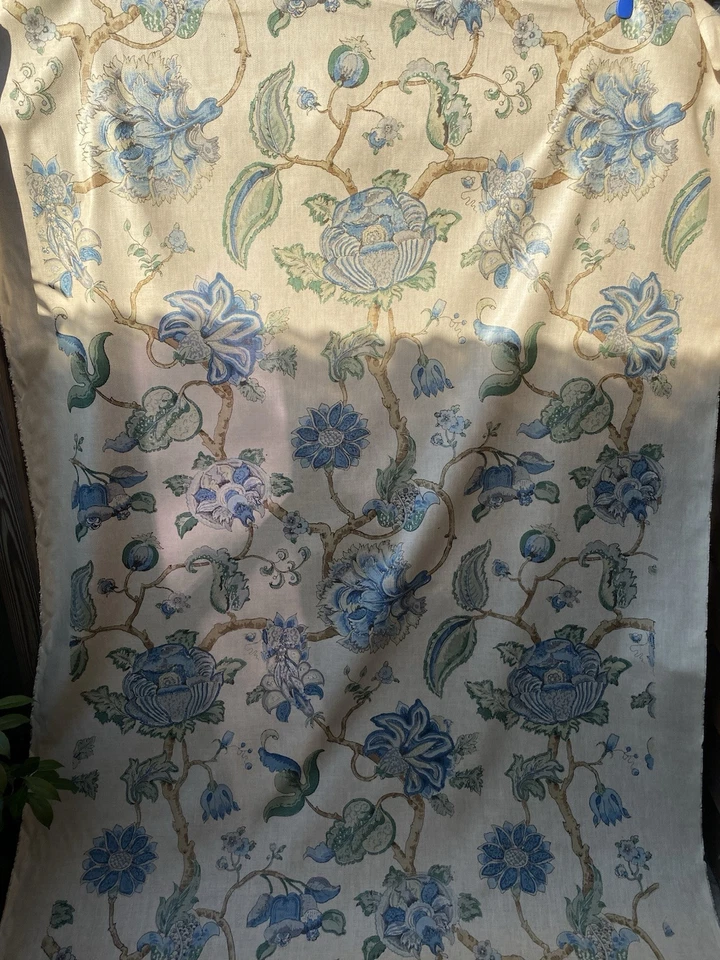 LEE JOFA TIDEWATER BLOCK BLUE 100% LINEN UPHOLSTERY FABRIC 58” Wide BTY - Image 3 of 4