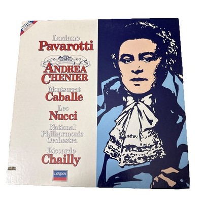 Luciano Pavarotti ''Andrea Chenier'' 3 Lp Vinyl Box Set W/ Book 1984, Mint