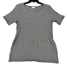 HIP Women’s Medium Black White Striped Dress Short Sleeve Casual Made in USA