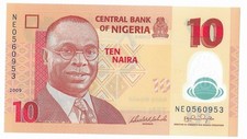 Nigeria 10 Naira, 2009, P-39a UNC, Polymer