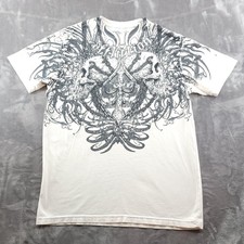 Affliction Shirt Mens Large White Skull Graph...