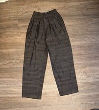 NWT vintage Gene Ewing BIS Brown striped silk blend pleat front pants