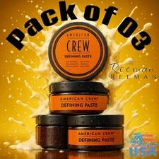 American Crew Defining Paste For Men Medium Hold Low Shine Gel 3oz (Pack of 03)