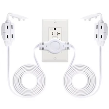 Kasonic 12 Feet Twin Extension Cord Power Strip, 6 Feet on Each Side, Flat He...